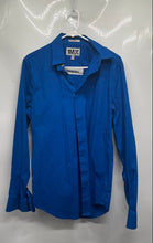 Load image into Gallery viewer, Express Mens 1MX Blue Long Sleeve Spread Collar Fitted Dress Shirt Size M