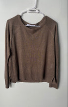 Load image into Gallery viewer, Zara Womens Brown Shimmer Long Sleeve Round Neck Pullover Sweater Size Small