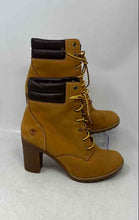 Load image into Gallery viewer, Timberland Womens Tillston 6 Inch Brown Yellow Block Heel Ankle Boots Size 8.5