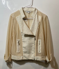Load image into Gallery viewer, Alberto Makali Womens Beige Long Sleeve Mesh And Tweed Full-Zip Jacket Size M