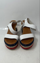 Load image into Gallery viewer, Euro Studio Womens Red White Blue Wedge Heel Ankle Strap Sandals Size 40