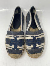 Load image into Gallery viewer, Authentic Tory Burch Womens Blue Slip-On Espadrille Flats Size 5.5M Damaged