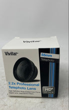 Load image into Gallery viewer, Vivitar Black 55mm HD Optics Multi Coated Auto Focus 2.2X Angles Telephoto Lens