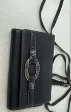 Load image into Gallery viewer, Brighton Womens Black Leather Inner Pockets Adjustable Strap Crossbody Purse