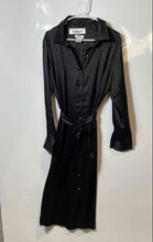 Load image into Gallery viewer, DKNY Womens Black Long Sleeve Collared Self-Tie Button Front Shirt Dress Size 12