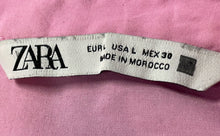 Load image into Gallery viewer, Zara Womens Pink Long Sleeve Collared Cropped Button-Up Shirt Size Large