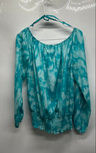 Load image into Gallery viewer, Michael Kors Womens Blue Tie-Dye Printed Long Sleeve Blouse Top Size Medium