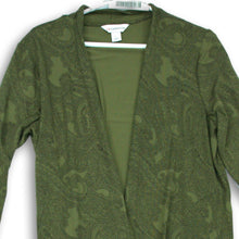 Load image into Gallery viewer, Liz Claiborne Womens Green Black Paisley Open Front Cardigan Sweater Size L