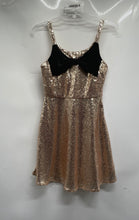 Load image into Gallery viewer, Cat & Jack Girls Gold Sequin Bow Sleeveless Fit And Flare Dress Size XL (14)