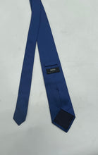 Load image into Gallery viewer, Hugo Boss Mens Blue Textured Silk Keeper Loop Adjustable Pointed Tie