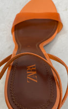 Load image into Gallery viewer, Zara Womens Orange Open Toe Adjustable Ankle Strap Heels Size EUR 40