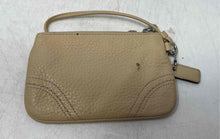 Load image into Gallery viewer, Coach Womens Beige Pebbled Leather Corner Zip Mini Wristlet Wallet
