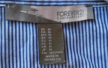 Load image into Gallery viewer, Forever 21 Womens Blue White Striped Cotton Long Sleeve Button-Up Shirt Size M