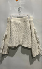 Load image into Gallery viewer, Rachel Roy Womens White Fringe Off The Shoulder Cropped Pullover Sweater Size L