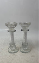 Load image into Gallery viewer, Lot Of 2 Pcs Clear Glass Elegant Glitter Filled Accent Candlestick Holders