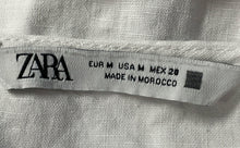 Load image into Gallery viewer, Zara Womens White V-Neck Puff Sleeve Tiered Babydoll Mini Dress Size Medium