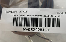 Load image into Gallery viewer, Cole Haan Mens Brown Leather Adjustable Buckle Dress Belt Size 32
