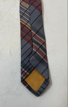 Load image into Gallery viewer, Gino Pompeii Mens Gray Plaid Print Adjustable Keeper Loop Formal Pointed Tie