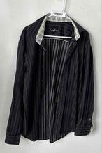 Load image into Gallery viewer, Bugatchi Uomo Mens Black Cotton Collared Long Sleeve Button-Up Shirt No Size