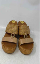 Load image into Gallery viewer, Italian Shoemakers Womens Brown Raffia Leather Wedge Heel Slide Sandals Size 7