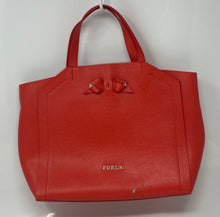 Load image into Gallery viewer, Authentic Furla Womens Orange Leather Double Handle Tote Purse Damaged