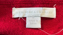 Load image into Gallery viewer, New York & Company Womens Red Long Sleeve Beaded Neck Cardigan Sweater Size M