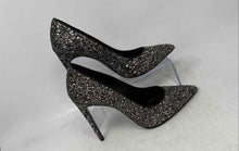 Load image into Gallery viewer, White D Womens Black Silver Glitter Slip-On Pointed Toe Pump Heels Size EUR 39