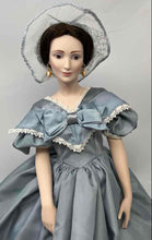 Load image into Gallery viewer, Franklin Heirloom Blue Dress White Lace Trim Victorian Style Collector Doll
