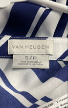 Load image into Gallery viewer, Van Heusen Womens White Blue Striped 3/4 Sleeve Split Neck Blouse Top Size Small