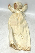 Load image into Gallery viewer, Vintage Ivory Gown Bonnet Lace Trim Embroidered Collectible Ceramic Baby Doll