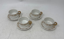 Load image into Gallery viewer, Lot Of 8 Pcs White Gold Handle Tea Coffee Tableware Cup And Saucer Set