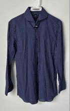Load image into Gallery viewer, Hugo Boss Mens Blue White Striped Slim Fit Long Sleeve Dress Shirt Size 39 15.5