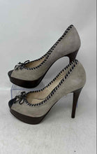 Load image into Gallery viewer, Michael Kors Womens Bennet Gray Suede Peep Toe Stiletto Pump Heels Size 8 M