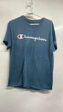 Load image into Gallery viewer, Champion Mens Blue Logo Crew Neck Short Sleeve Pullover T-Shirt Medium
