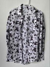 Load image into Gallery viewer, Express Mens White Purple Floral Print Extra-Slim Dress Shirt Size M 15-15.5