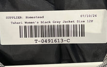 Load image into Gallery viewer, Tahari Womens Gray Notch Lapel Long Sleeve One-Button Blazer Size 12P