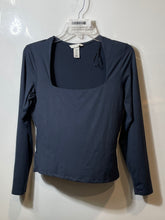 Load image into Gallery viewer, H&M Womens Gray Long Sleeve Square Neck Stretch Pullover Blouse Top Size Medium