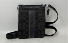 Load image into Gallery viewer, Coach Womens Black Signature Print Adjustable Strap Swingpack Crossbody Bag