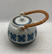 Load image into Gallery viewer, Japanese Teapot Set Blue Flower Pattern Rattan Handle Pot 6 Tea Cups Tableware