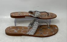 Load image into Gallery viewer, Coach Womens Silver Brown Leather Flat Slip-On Thong Sandals Size 8.5B