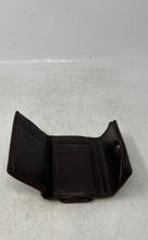 Load image into Gallery viewer, Coach Womens Brown Monogram Leather Trim Credit Card Slots Trifold Wallet