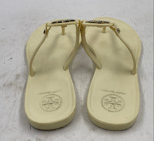 Load image into Gallery viewer, Authentic Tory Burch Womens Beige T-Strap Slip-On Flat Thong Sandals Size 5M