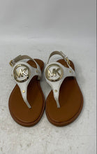 Load image into Gallery viewer, Michael Kors Womens Casey White Leather Logo Buckle Thong Sandals Size 5M