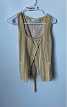 Load image into Gallery viewer, Mango Womens Yellow Striped Sleeveless Square Neck Button Front Waistcoat Size S