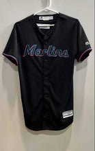 Load image into Gallery viewer, Majestic Kids Black Miami Marlins Short Sleeve Baseball Jersey Size XL