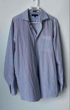 Load image into Gallery viewer, Tommy Hilfiger Mens Blue White Striped Long Sleeve Dress Shirt Size 16.5
