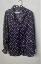 Load image into Gallery viewer, Bespoke Mens Blue Pink White Long Sleeve Collared Button-Up Shirt Size 4XL