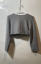 Load image into Gallery viewer, Zara Womens Gray Knitted Long Sleeve Round Neck Cropped Blouse Top Size S