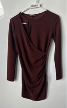 Load image into Gallery viewer, Zara Womens Brown Keyhole Cutout Long Sleeve Draped Mini Dress Size Small
