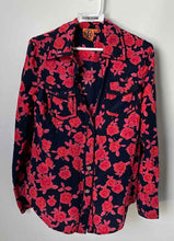 Load image into Gallery viewer, Tory Burch Womens Pink Blue Floral Long Sleeve Collared Button-Up Shirt Size 4